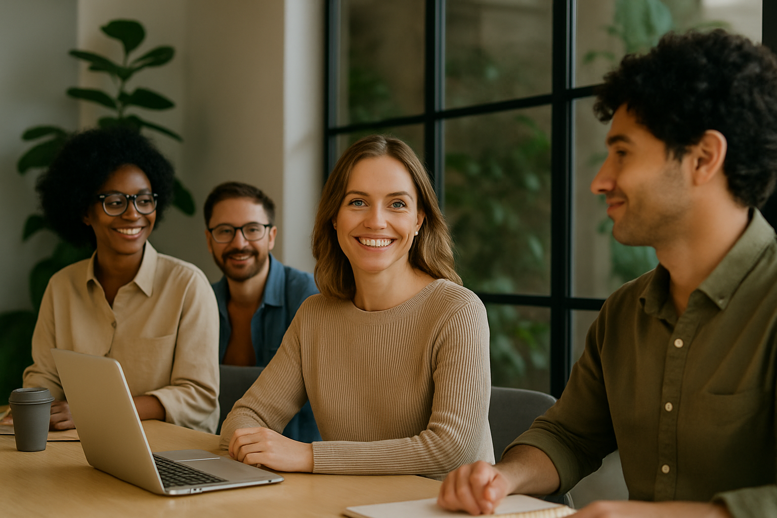 Mulher empreendedora em ambiente acolhedor, conectando propósito pessoal e impacto social no seu negócio.