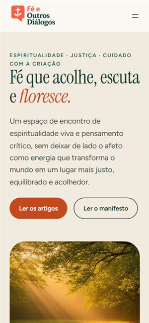 Tela do site Fé e Outros Diálogos no celular