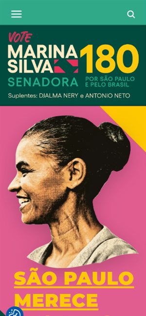 Tela do site Marina Silva no celular