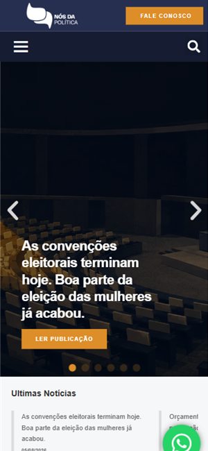 Tela do site Nós da Política no celular